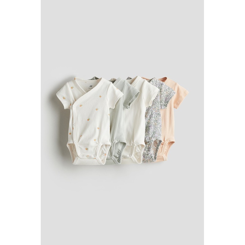 5-pack Cotton Bodysuits (Beige/White) – NB S97472886
