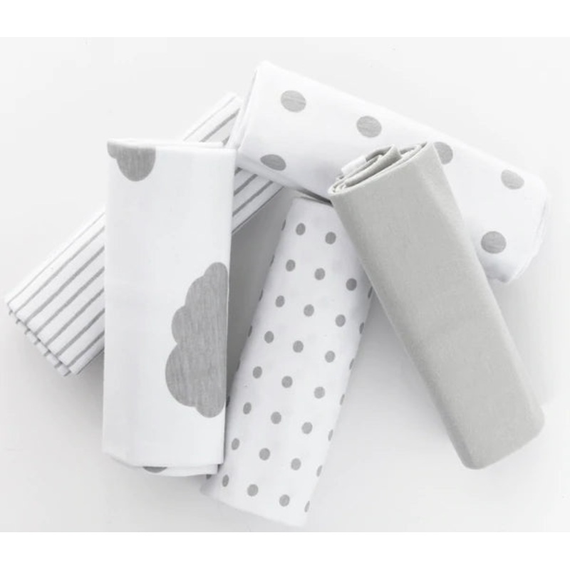 Waterproof Reversible Burp Clothes | 5 Pack | Grey  | Ely’s & Co