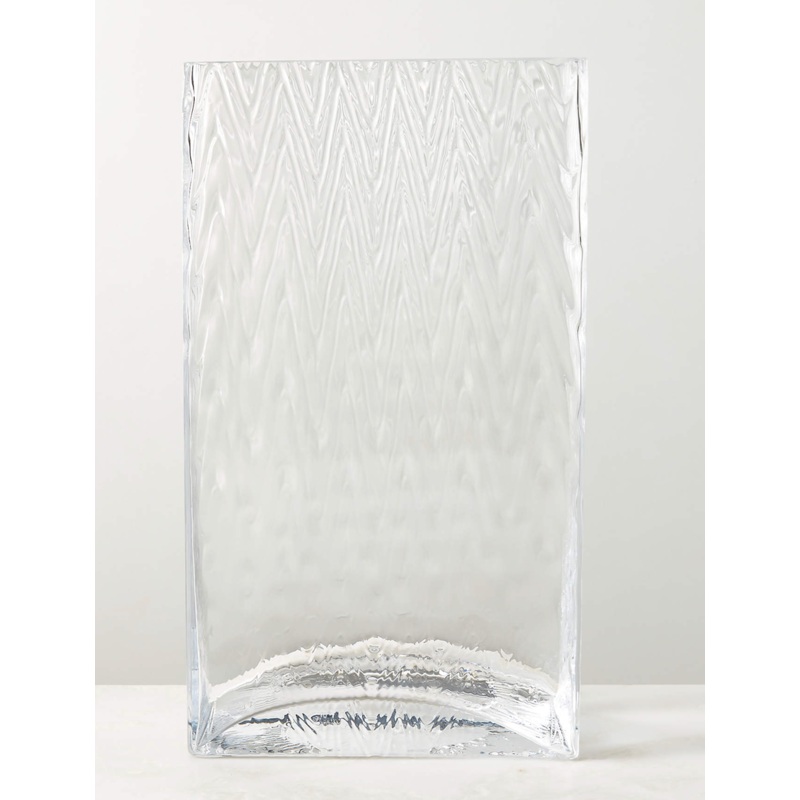 Vumi Rectangular Clear Patterned Glass Vase S97416191