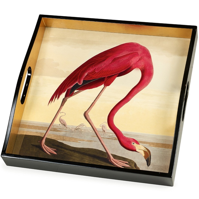 Audubon Flamingo Square Lacquered Tray