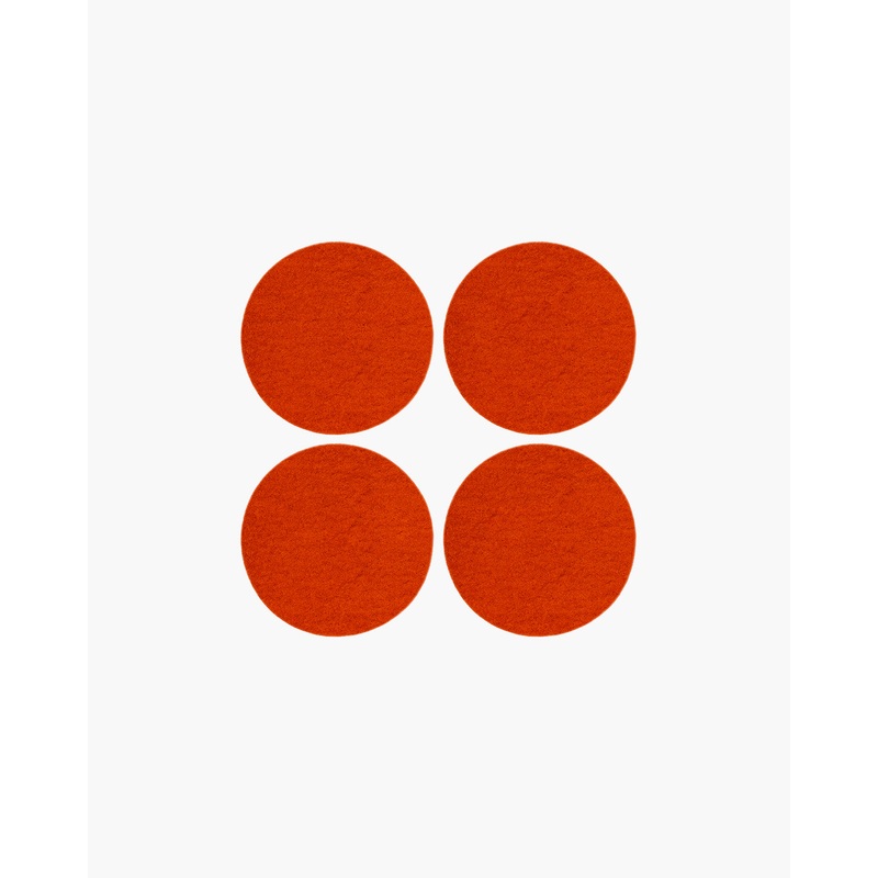 Bierfilzl Merino Wool Felt Round Coaster Solid 4 Pack (Orange)