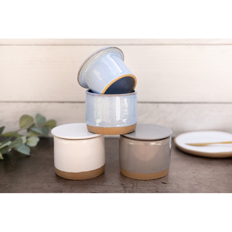 BLUE French Butter Crock Kitchen Decor Pottery French Butter Keeper Modern Rustic Handmade Housewarming Gift For Her 8 Styles | MADE TO ORDER