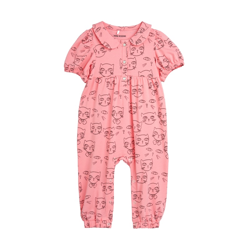 mini rodini cathletes aop baby jumpsuit pink
