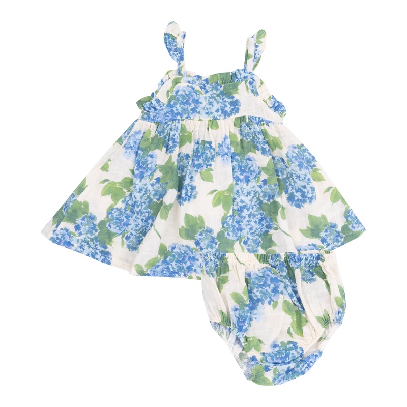 Watercolor Hydrangeas Paperbag Ruffle Sundress