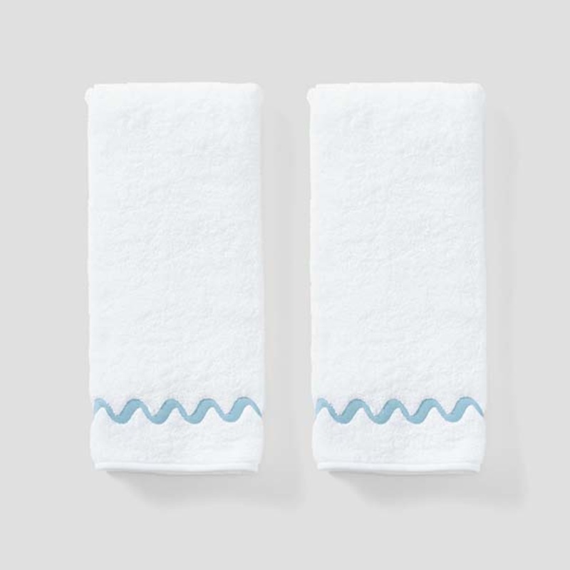 Wave Embroidered Hand Towels (pair) S97416821