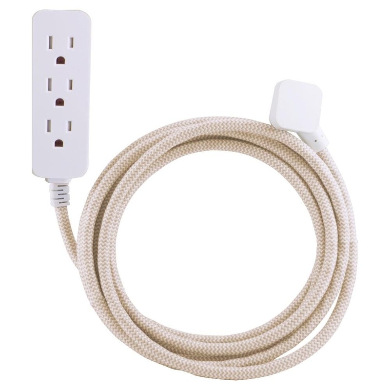 10 ft. Decor Extension Cord with 3 Grounded Outlets Surge Protection, Light Brown/White S97462011