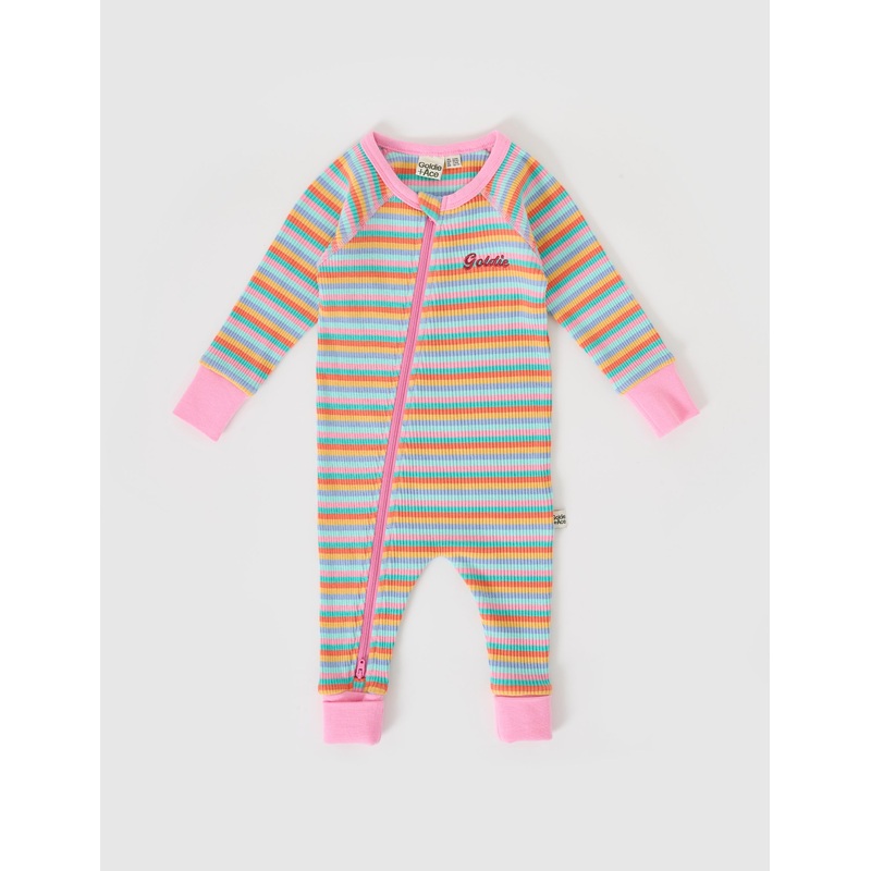 CANDY STRIPE RIB ZIPSUIT