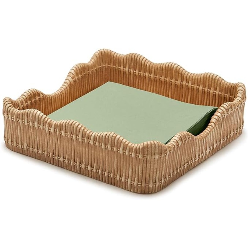 Two’s Company Scalloped Edge Basket Weave Pattern Napkin Holder – Resin