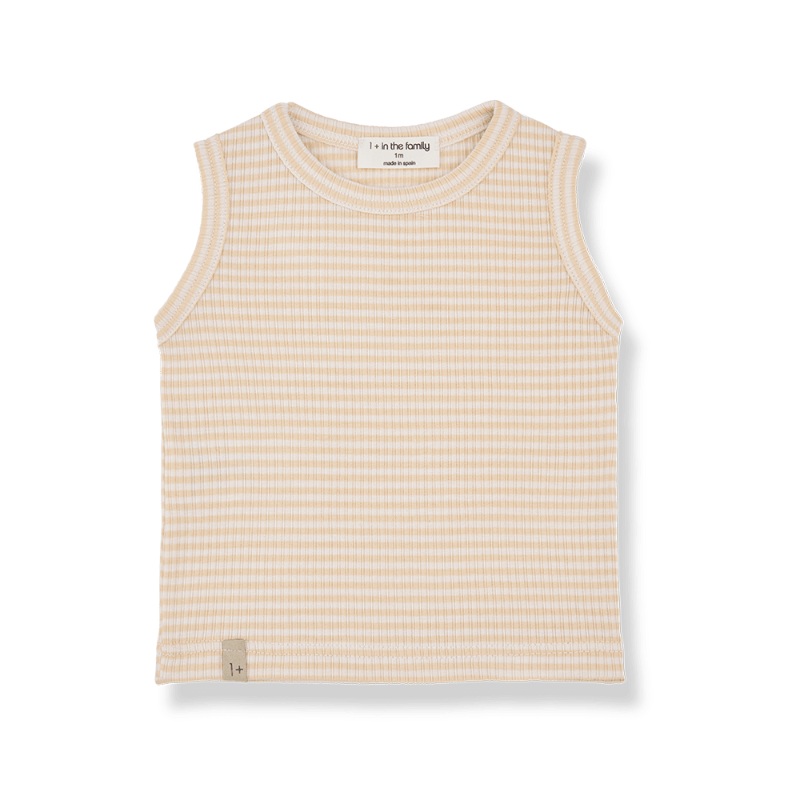 1+ in the family lars sleeveless baby t-shirt peach stripes