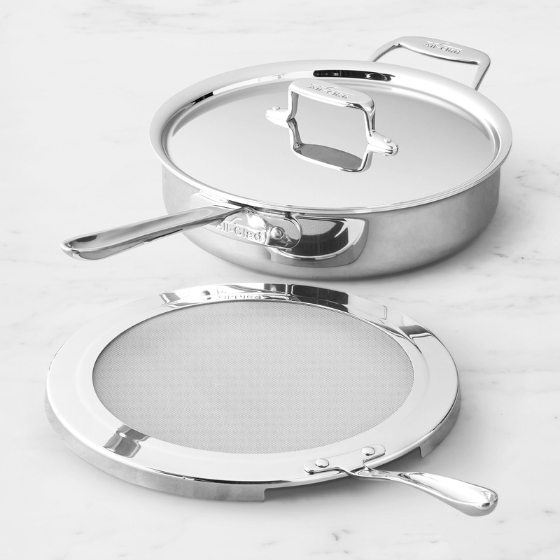All-Clad d5 Stainless-Steel 4-Qt. Deep Saut Pan with Splatter Screen S97420131
