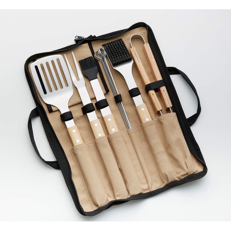 Wood-Handled 9-Piece Barbecue Tool Set S97427403