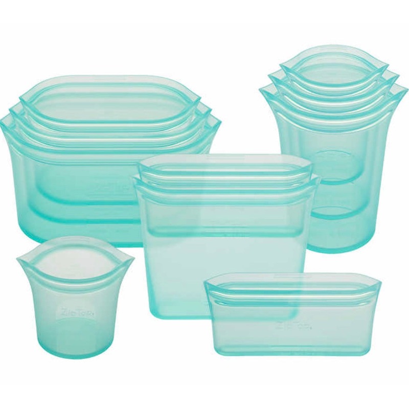 Zip Top 10-piece Reusable Platinum Silicone Food Containers S97417108