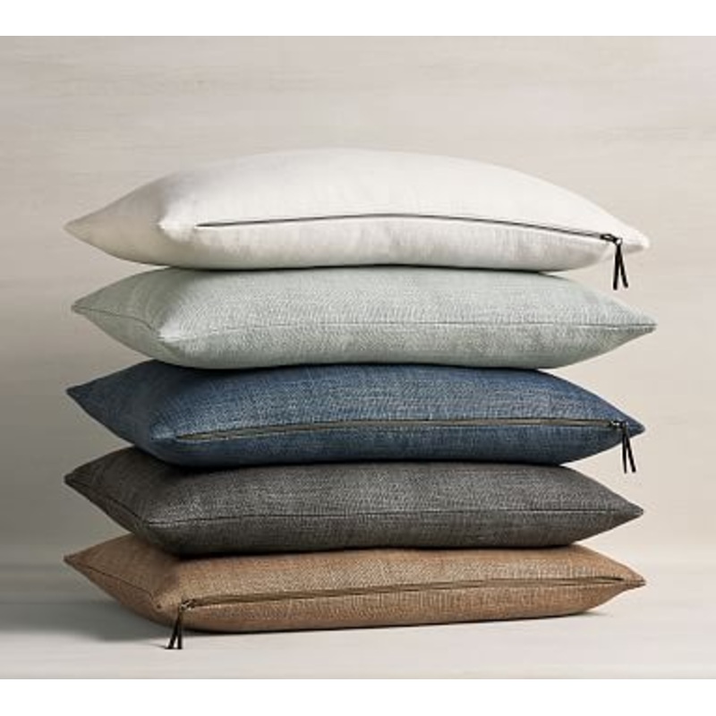 Belgian Linen Lumbar Throw Pillow – Salt with Down Feather Insert