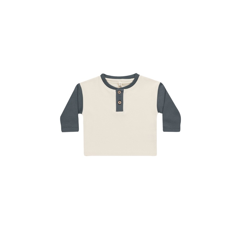 Long Sleeve Henley Tee || Indigo