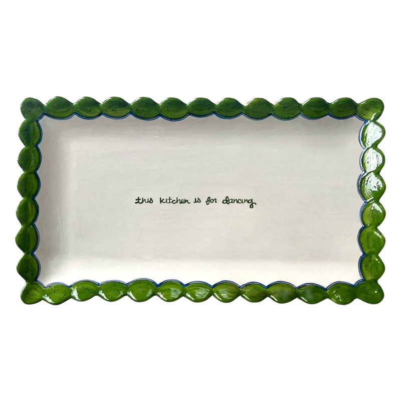 This Kitchen Is for Dancing Scalloped Tray