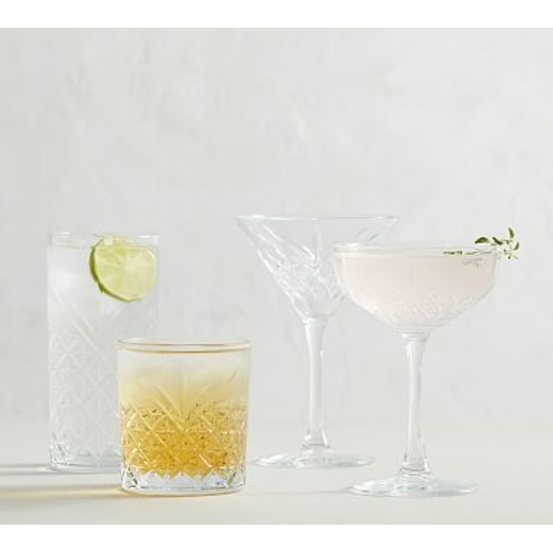 Trellis Etched Martini Glasses – Set or $