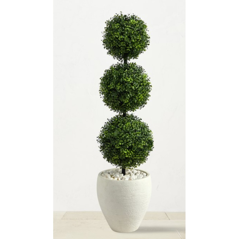 3.5′ Faux Triple Ball Boxwood Topiary