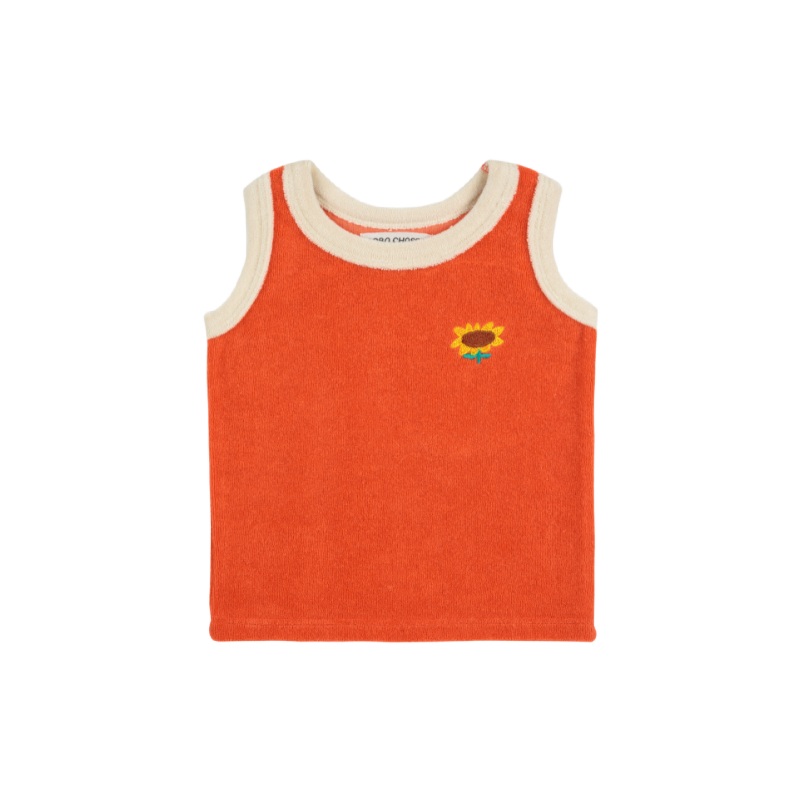 bobo choses sunflower terry cloth baby tank top red