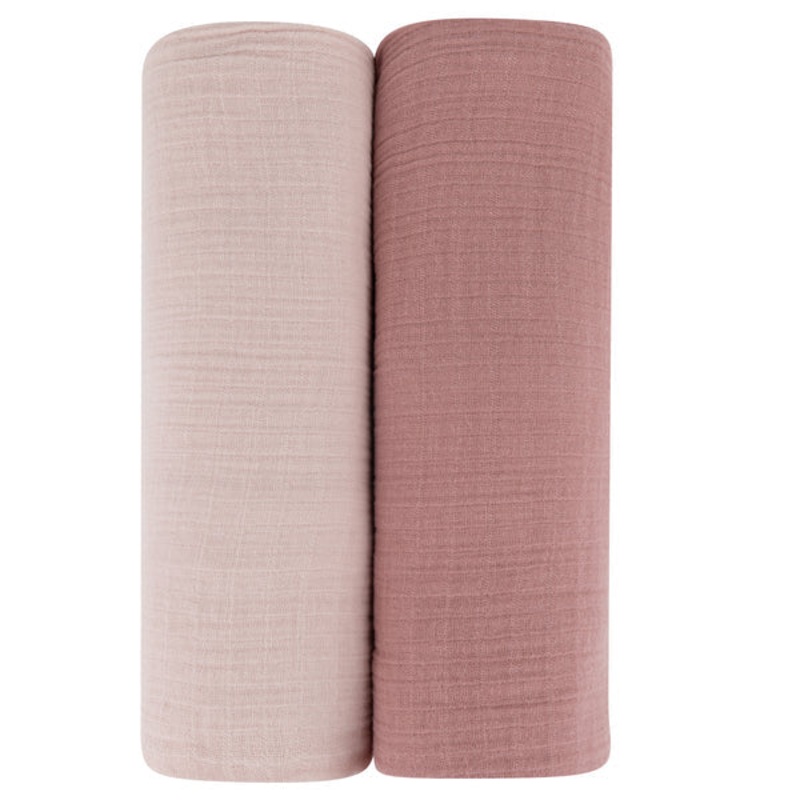 Cotton Muslin Swaddle 2 Pak | Rosewater/Cranberry  | Ely’s & Co