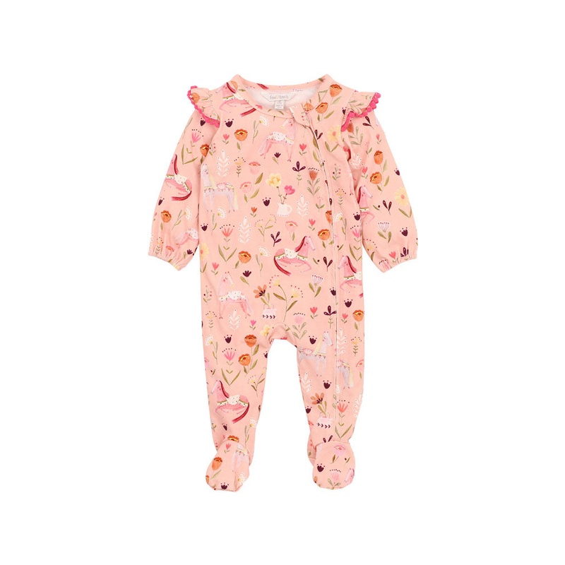 WILD HORSES LS ZIP ONESIE