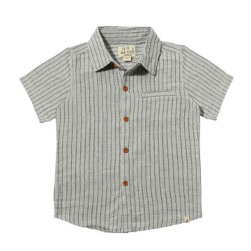 Newport Woven Shirt – Grey/White Stripe Gauze