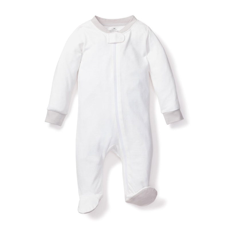 White with Grey Organic Cotton Romper