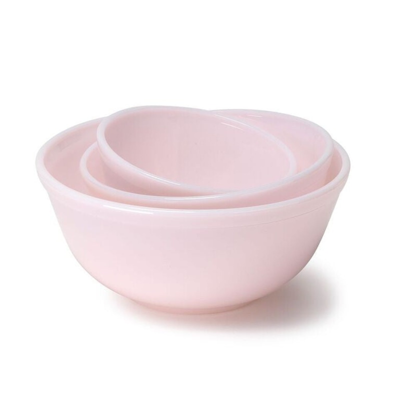 3-Piece Pink Glass Mixing Bowl Set