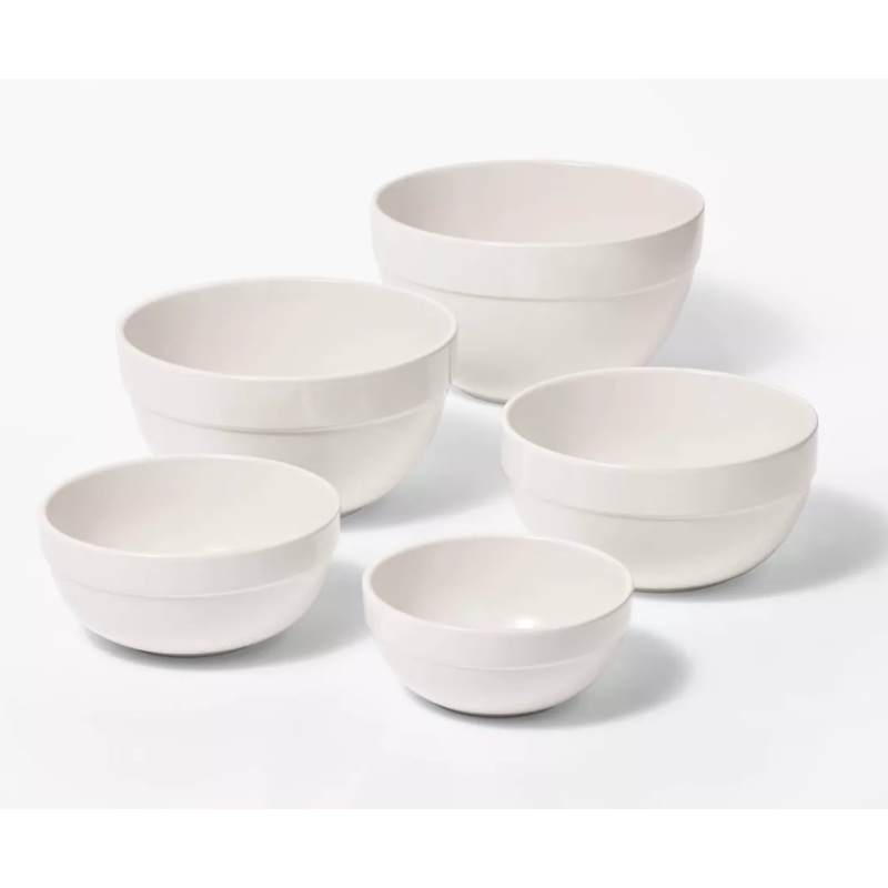 5pc Earthenware Ceramic Mixing Bowl Set – Figmint
