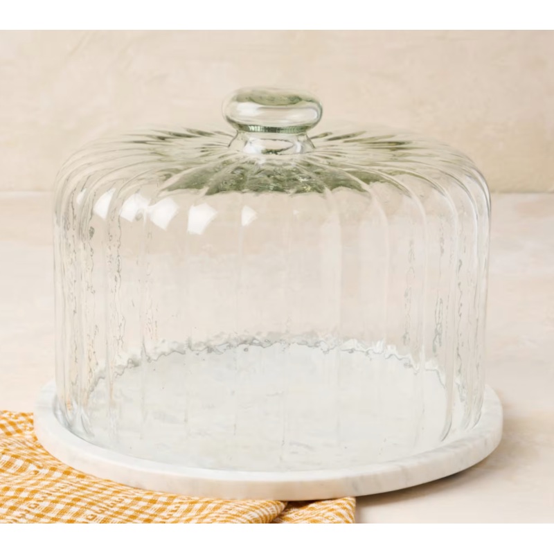 White Marble Fluted Cake Dome