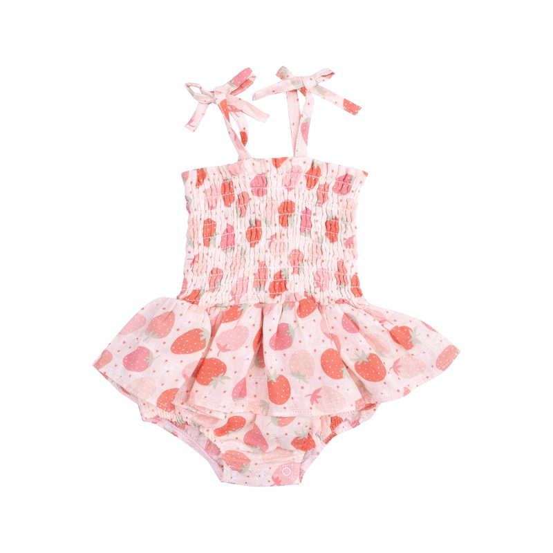 Strawberry Bliss Smocked Bubble W/ Skirt