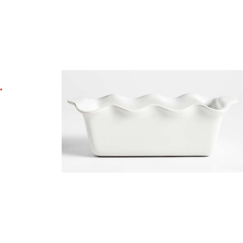 White Ruffled Ceramic Bread Loaf Pan