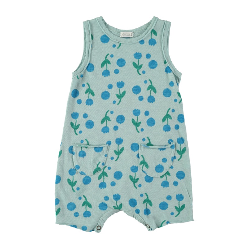 picnik tulip baby romper blue
