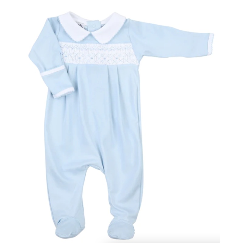 SOPHIA & OLIVER SMOCKED FOOTIE – BLUE