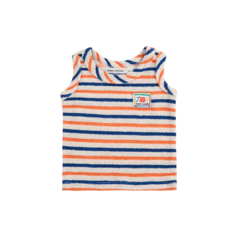 bobo choses smiling striped terry cloth baby tank top offwhite
