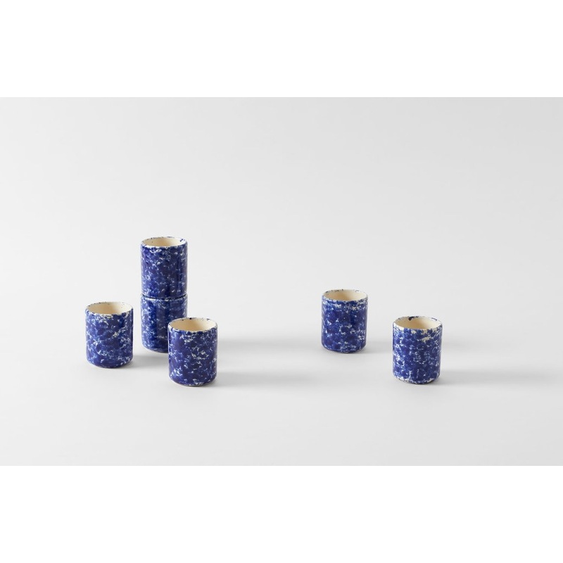 Blue on Cream Splatterware Cup