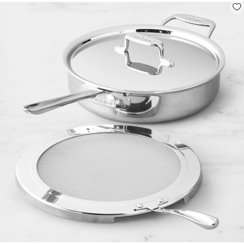 All-Clad d5 Stainless-Steel 4-Qt. Deep Saut Pan with Splatter Screen S97418374