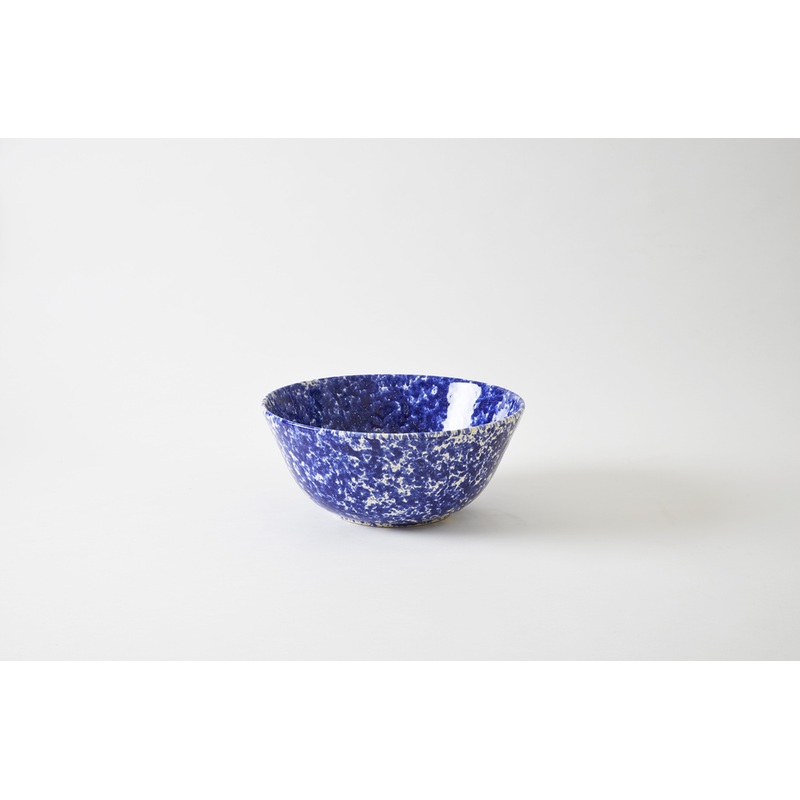 Blue on Cream Splatterware 14.5 Inch Serving Bowl S97466867