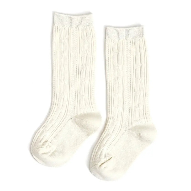 Ivory Cable Knit Knee High Socks
