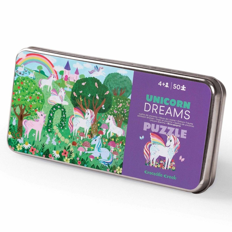 Crocodile Creek 50 Piece Tin Puzzle – Unicorn Dreams