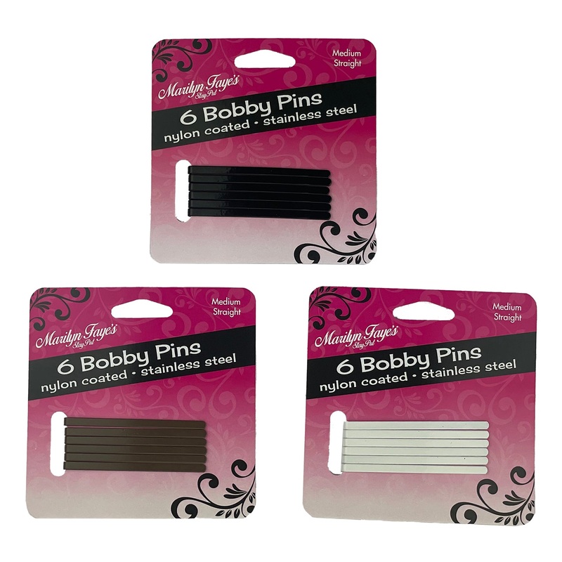Stay-Put 6-Pack Coated Medium Straight Bobby Pins
