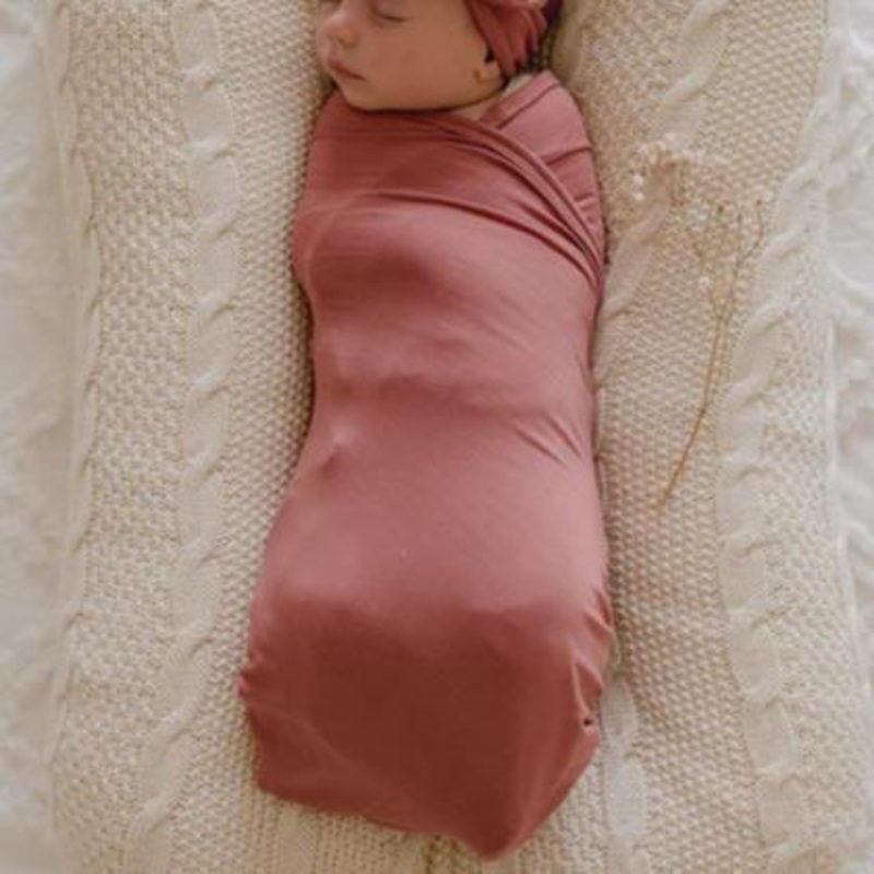 Luna’s Treasures Mauve Rose Bamboo Jersey Swaddle Wrap