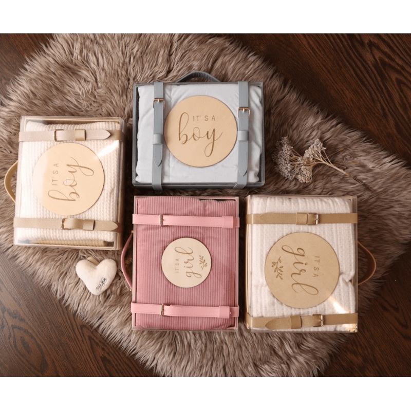 Mantel Pinstripe & Solid Cotton Quilted Blanket With Suitcase