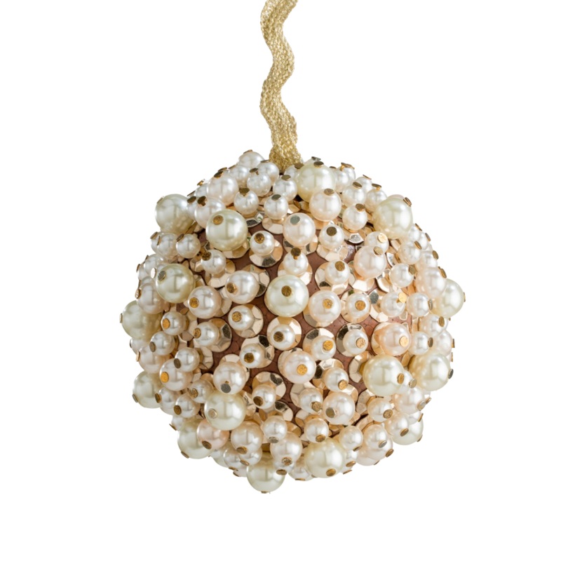 Multi Pearl Ball Ornament in Cream