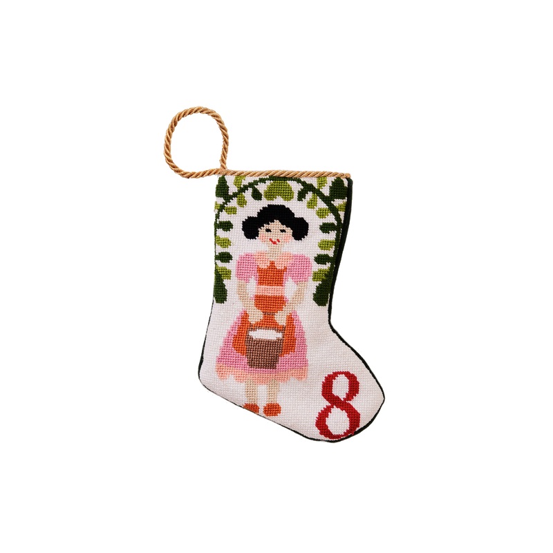 12 Days of Christmas Bauble Stocking, 8 Maids a Milking