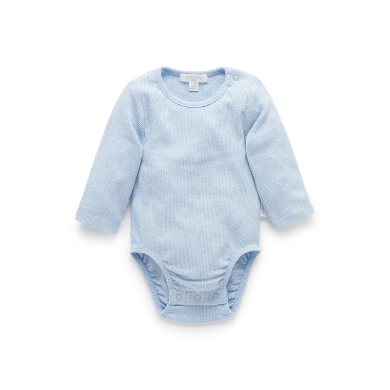Ribbed Bodysuit Long Sleeve – Pale Blue Melange