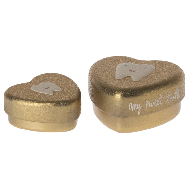 Maileg metal tooth box, 2pc gold