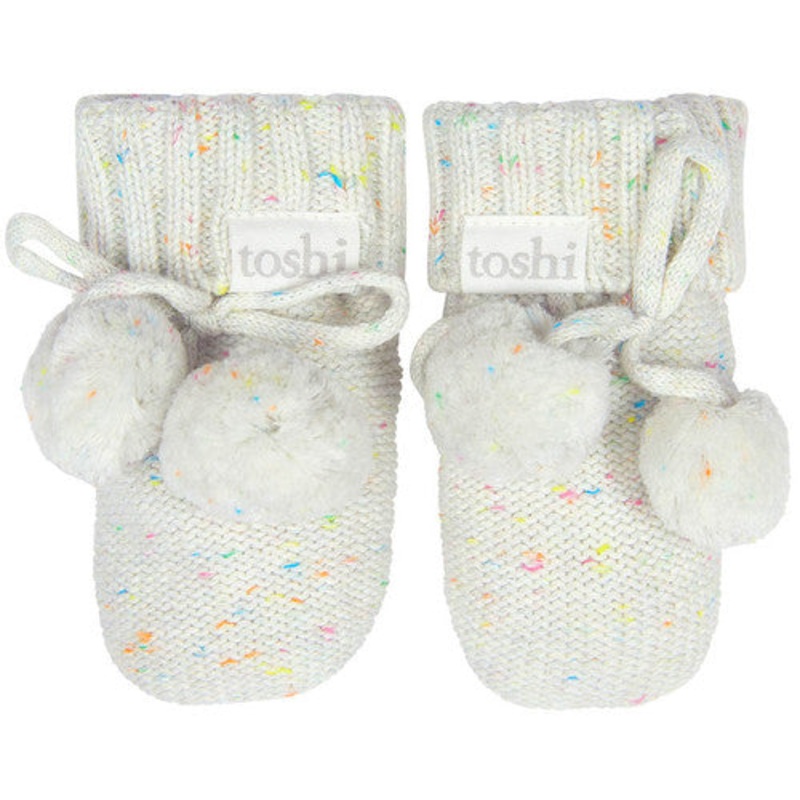 Toshi Organic Booties Marley snowflake in cream