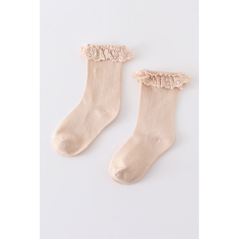 Beige Knit lace girls socks