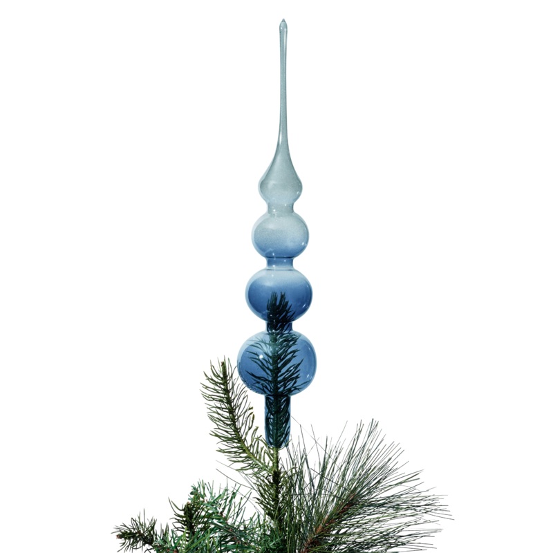 Glass Bubble Tree Topper in Navy and Grey