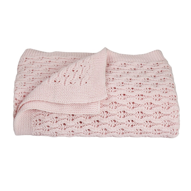 Living Textiles Lattice Baby Shawl – Blush